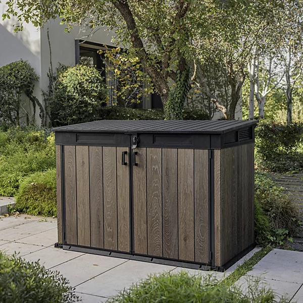 Keter Signature Decocoat Walnut 2020L Pent Garden storage 6×3 ft (H)1325mm (W)1905mm