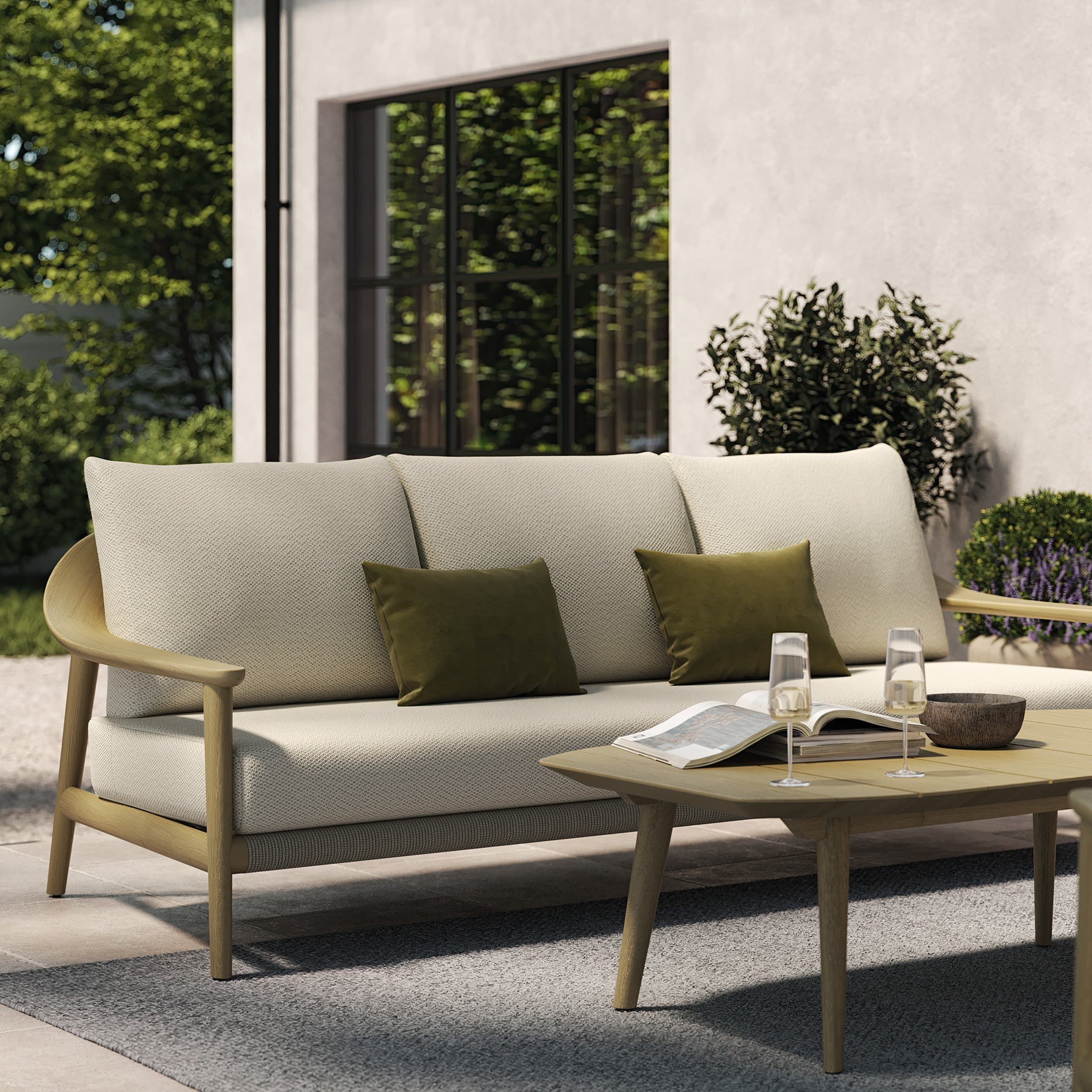 A considered outdoor seating space