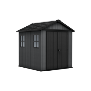 Keter 7′ x 7.5′ Newton Plus Side Entry Plastic Shed – Dark Grey