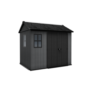 Keter 9×7.5 Newton Plus Side Entry Plastic Shed – Dark Grey
