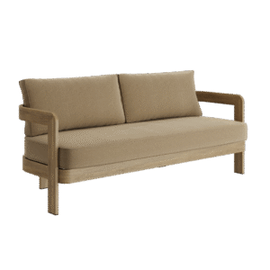 N3 Oak Three Seater Sofa Wheat Canvas